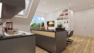 3D Rendering Küche - Penthouse